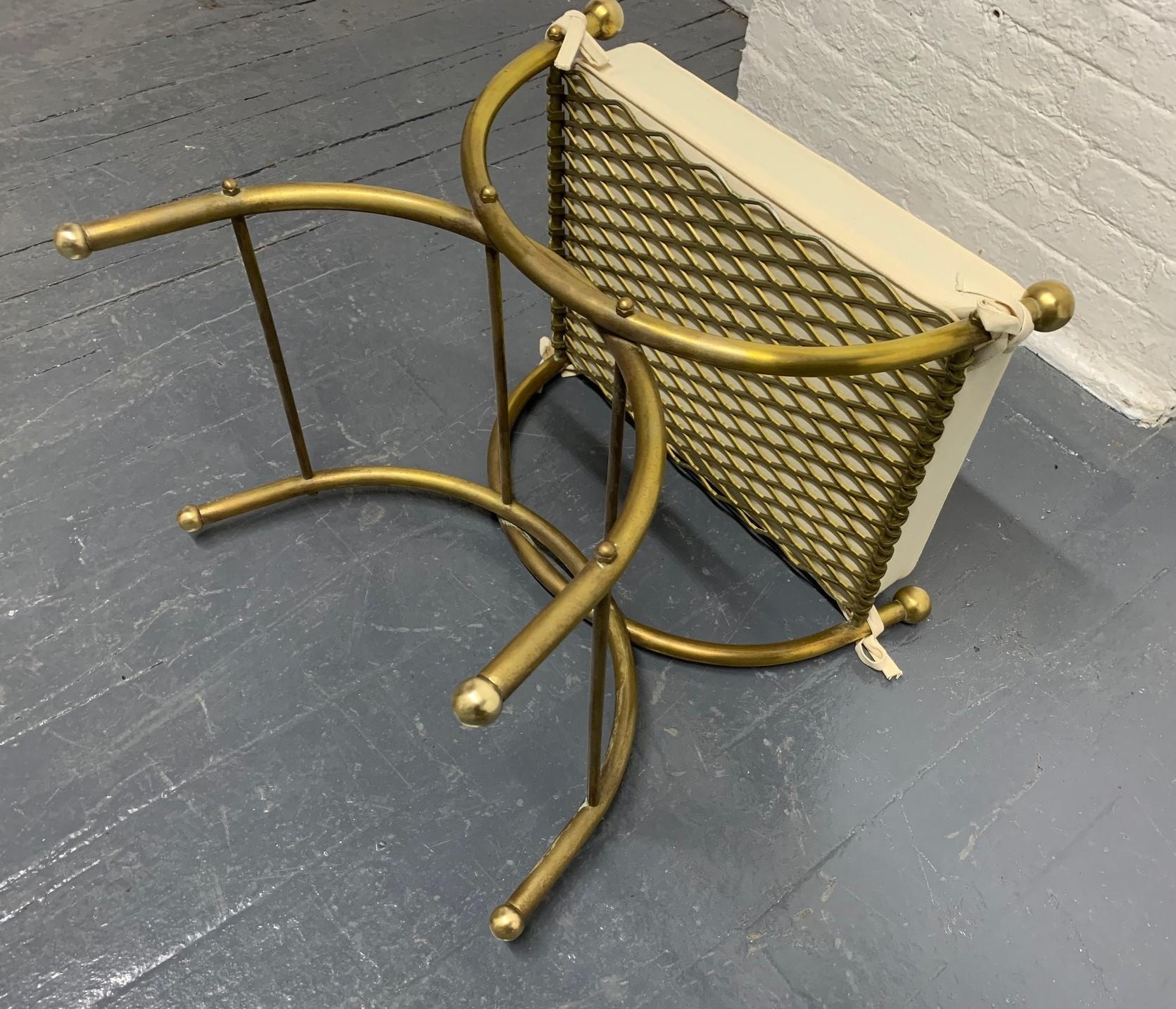 Mid-20th Century French Brass Curule Bench