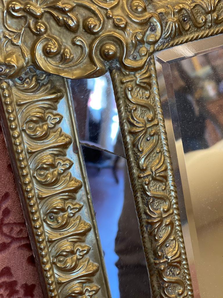 French Brass Cushion Mirror For Sale 2
