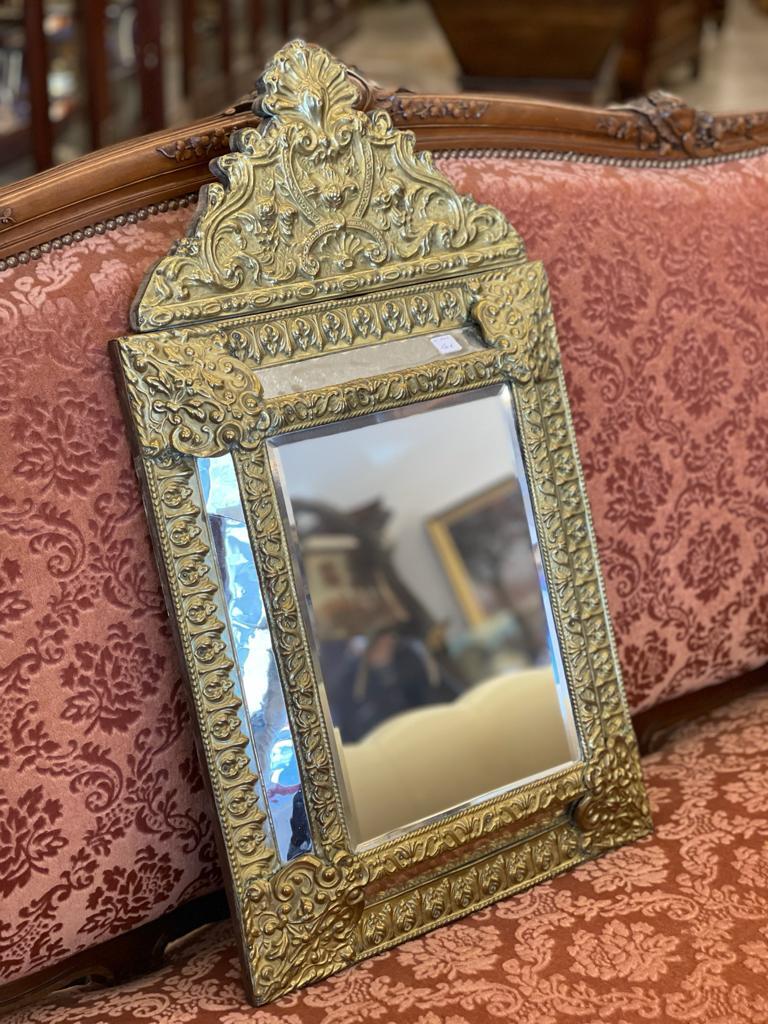 French Brass Cushion Mirror For Sale 4