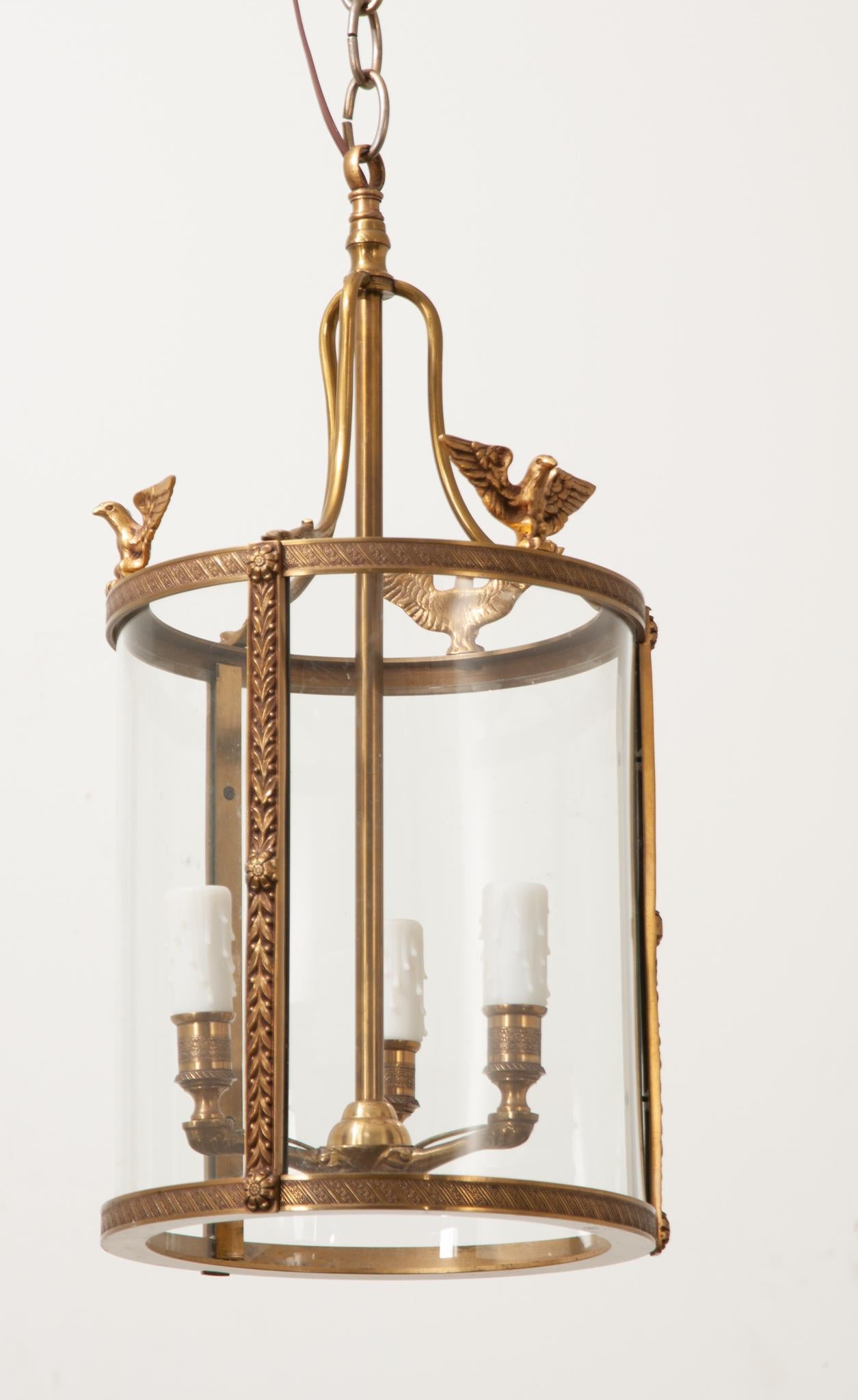 Cast French Brass Decorative Lantern with Eagles