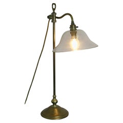 French Brass Desk Lamp with Blown Glass Shade  This is a very attractive piece