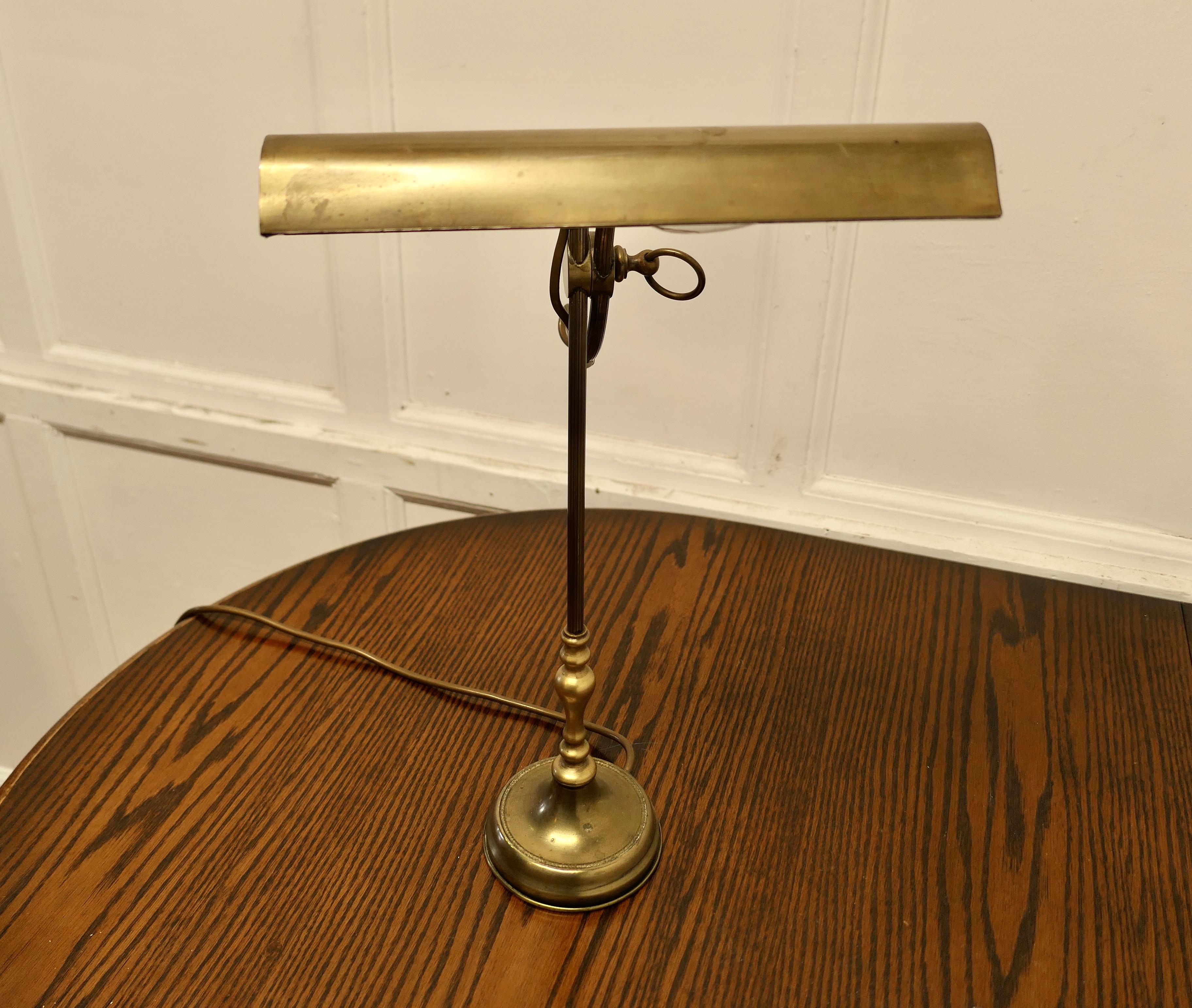 French Brass Desk Lamp with Long Brass Shade  This is a very attractive piece In Good Condition In Godshill, Isle of Wight