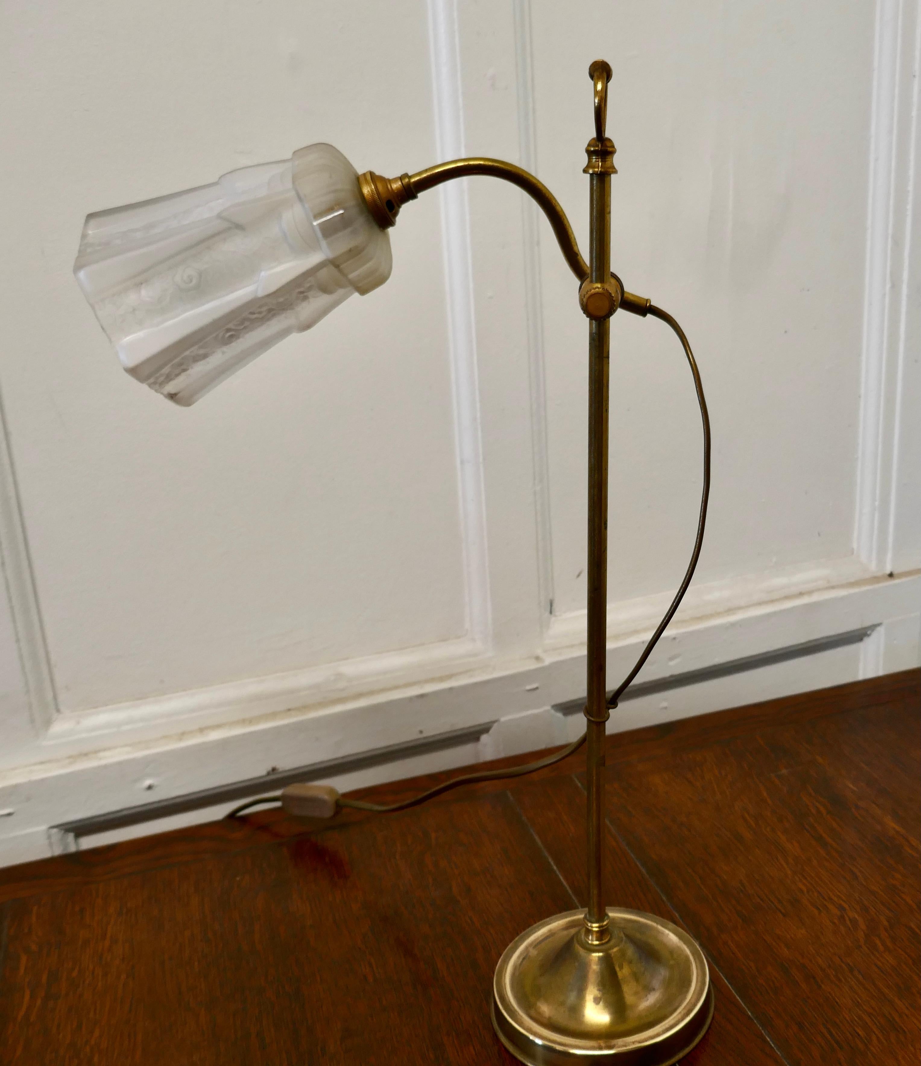 French Brass Desk Lamp with Opaline Glass Shade 6