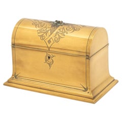 French Brass Domed Casket Jewelry Box