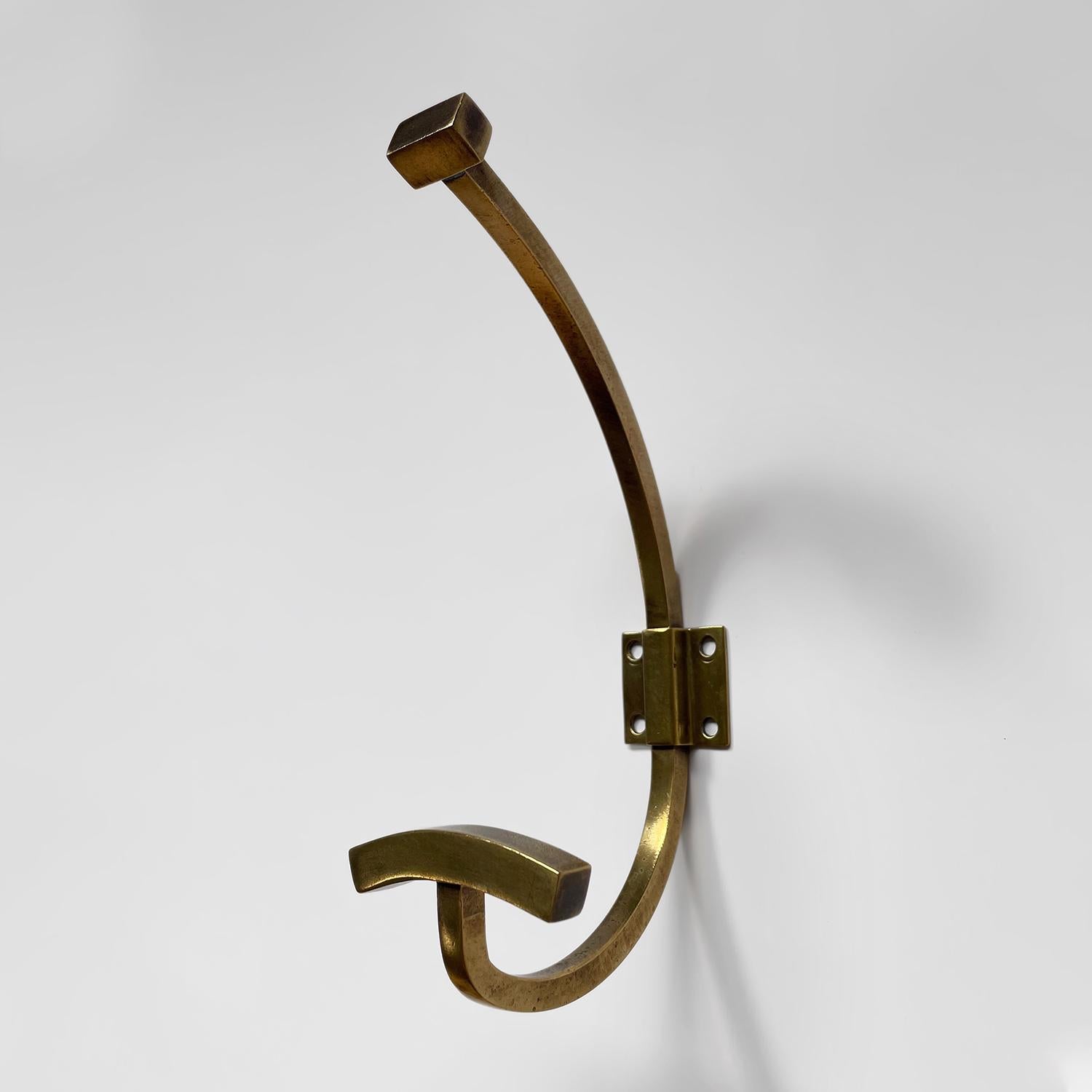 French Brass Double Wall Hook In Good Condition For Sale In Los Angeles, CA