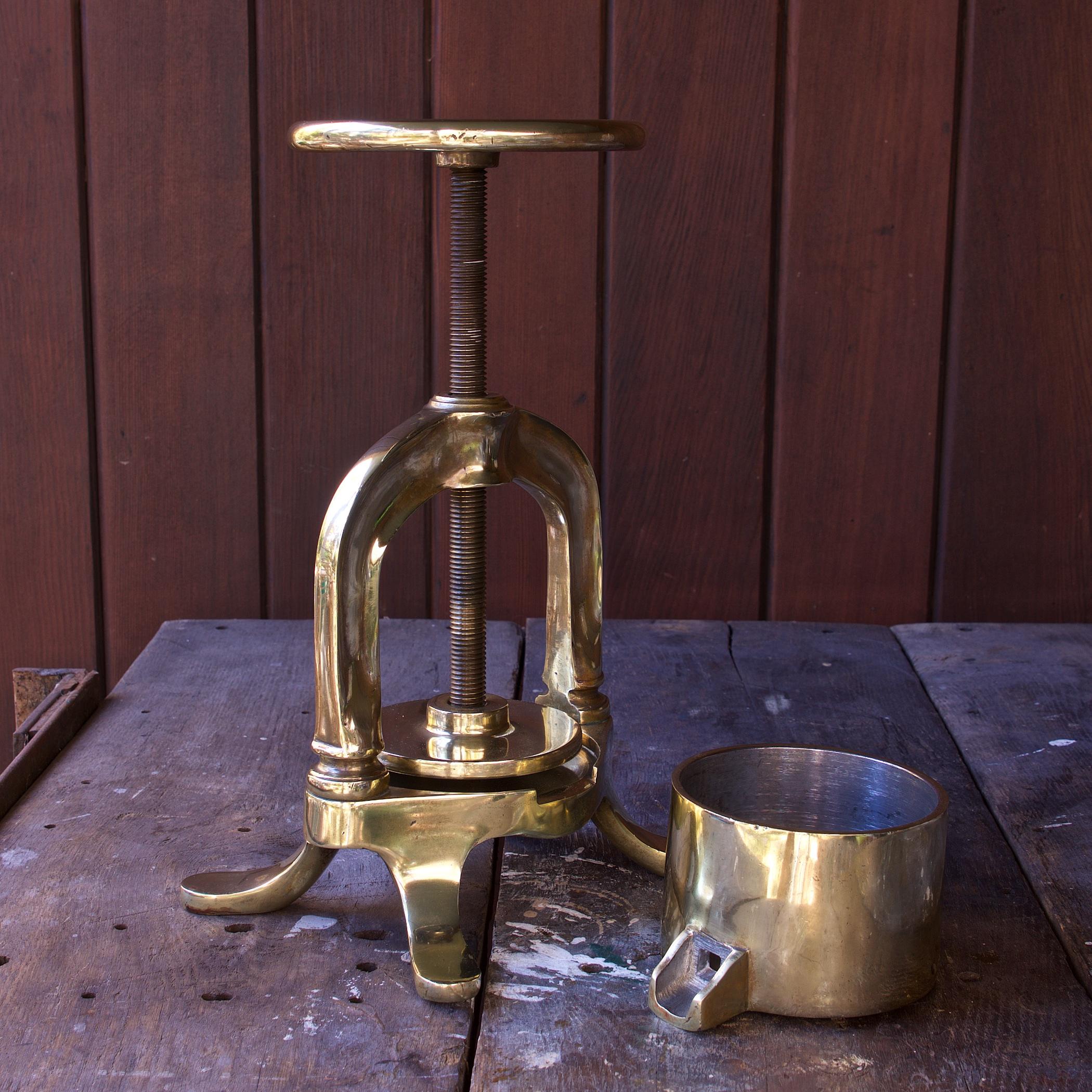 Mid-Century Modern French Brass Duck Lobster Press Culinary Cooking Confit Matfer Bourgeat
