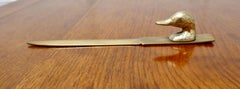 French Brass Duck’s Head Letter Opener, Paper Knife