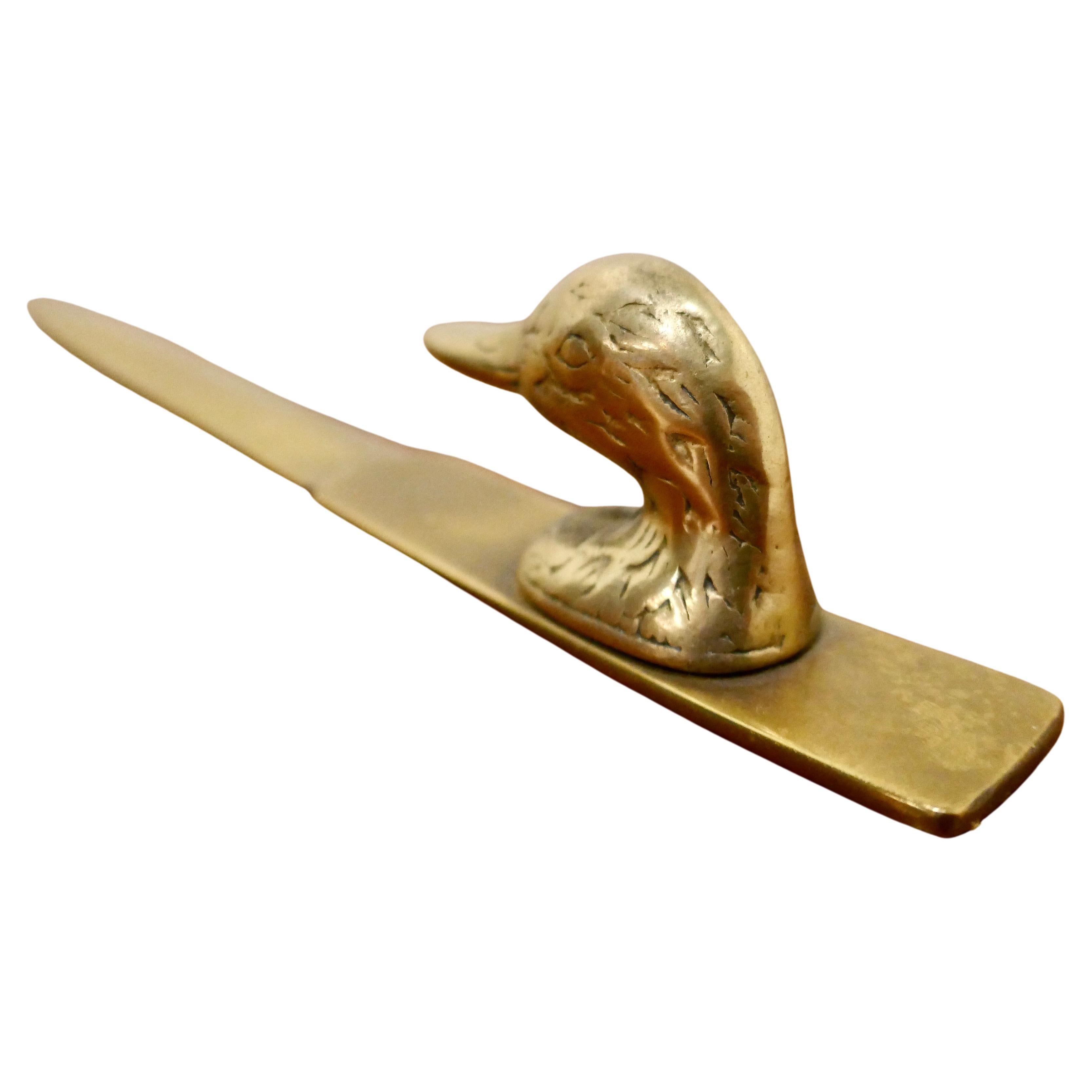 French Brass Duck’s Head Letter Opener, Paper Knife For Sale