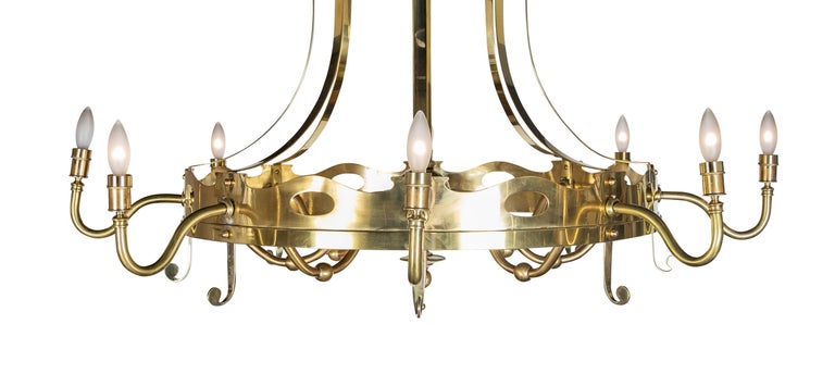 French Brass Eight Light Chandelier with Fleur de Lis French Brass Eight Light Chandelier with Fleur de Lis