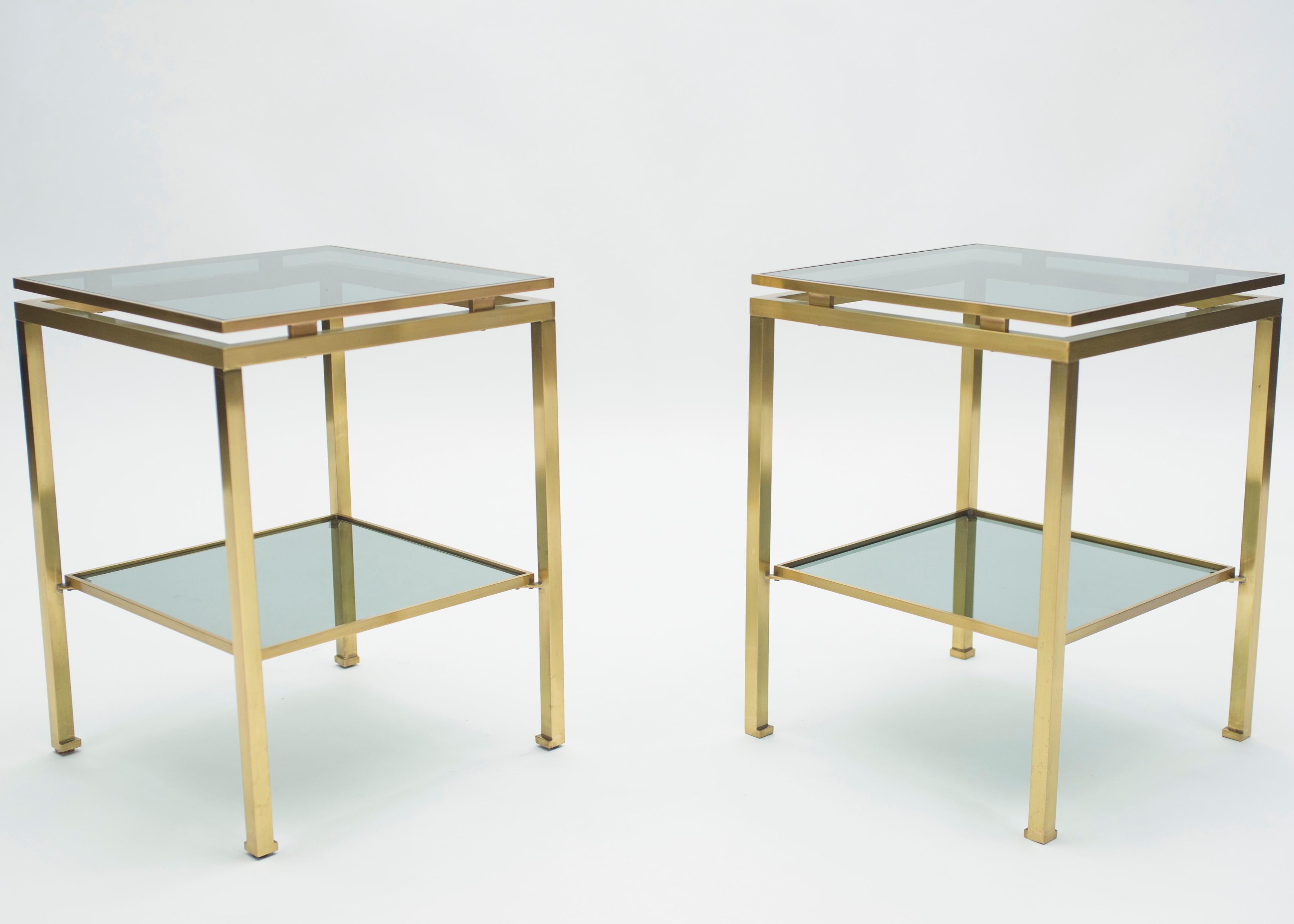 French Brass end tables Guy Lefevre for Maison Jansen, 1970s In Good Condition In Paris, IDF