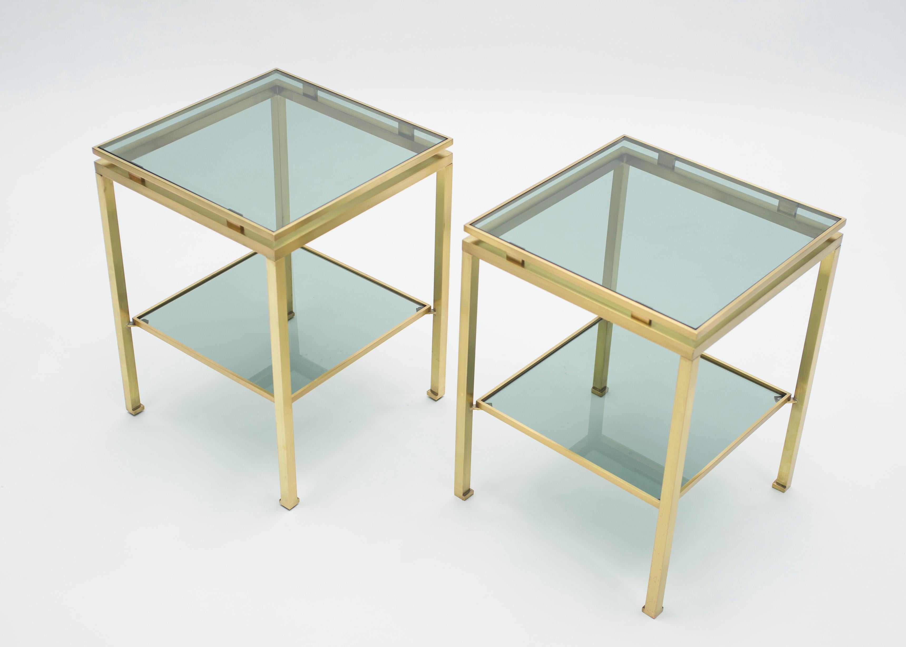 Late 20th Century French Brass end tables Guy Lefevre for Maison Jansen, 1970s
