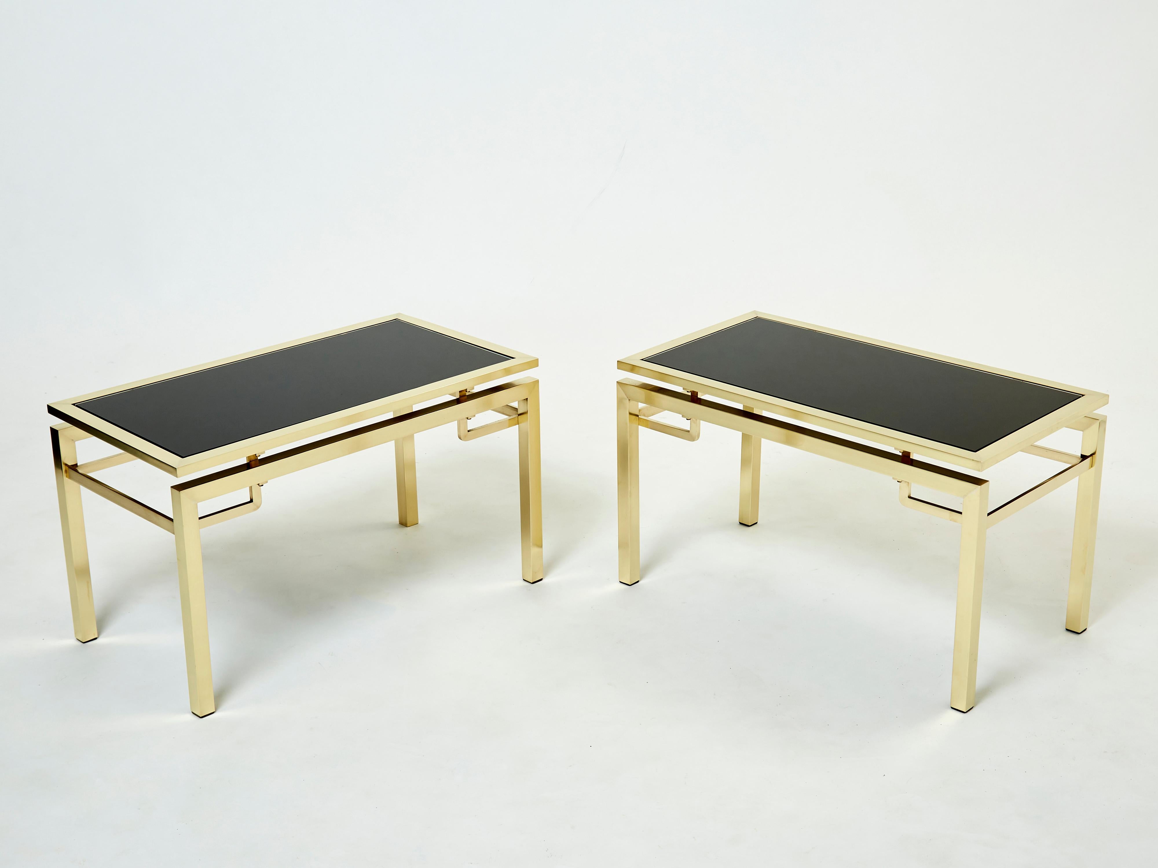 Late 20th Century French Brass End Tables Guy Lefevre for Maison Jansen 1970s For Sale
