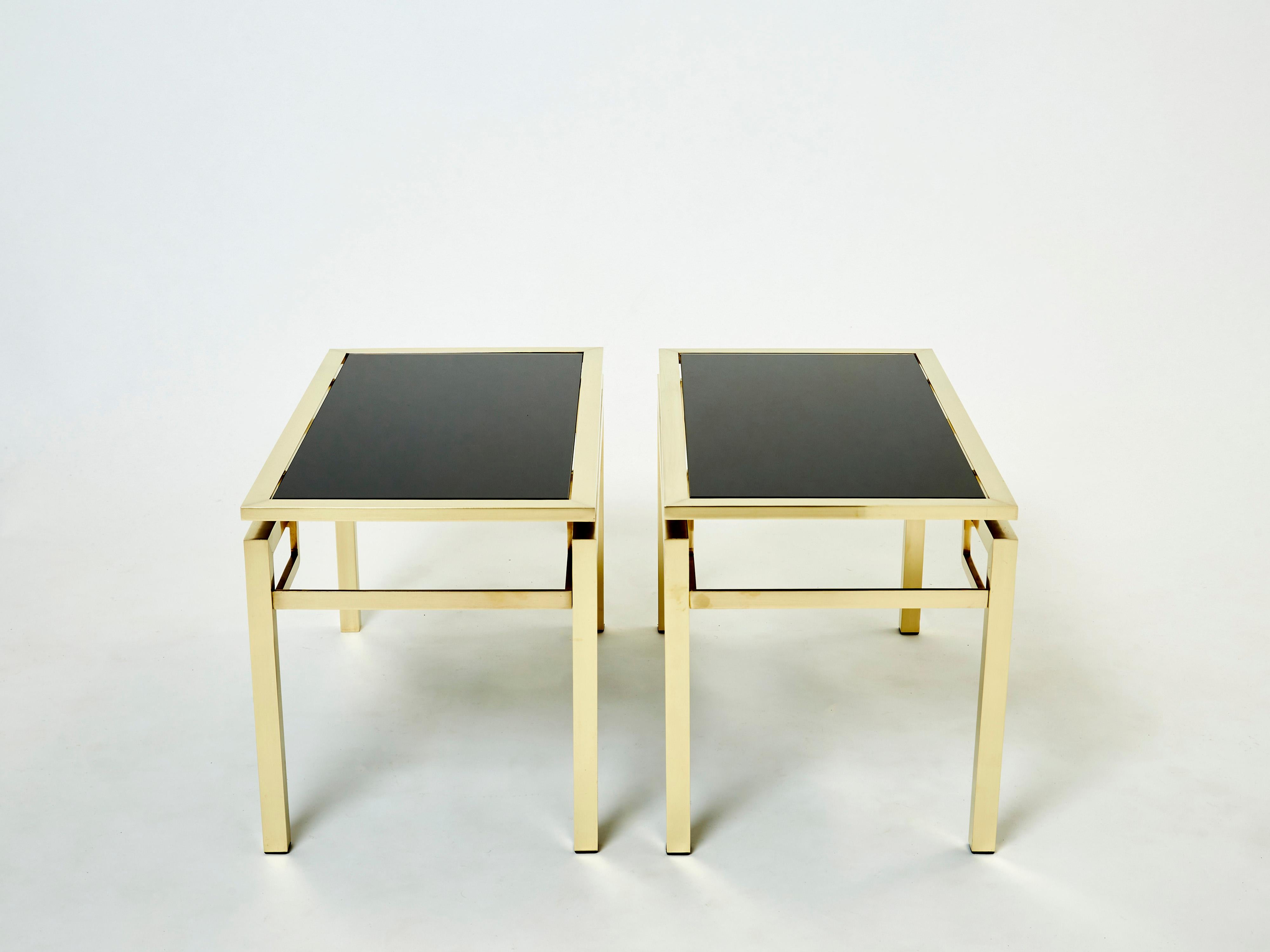 French Brass End Tables Guy Lefevre for Maison Jansen 1970s For Sale 1