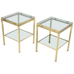 French Brass end tables Guy Lefevre for Maison Jansen, 1970s