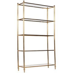 French Brass Etagere with Five Glass Shelves