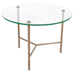 French Brass Faux Bamboo and Glass Occasional Table