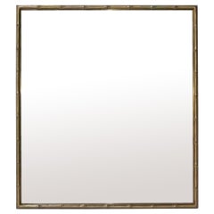 French Brass Faux Bamboo Mirror 30" x 27" Maison Bagues Style