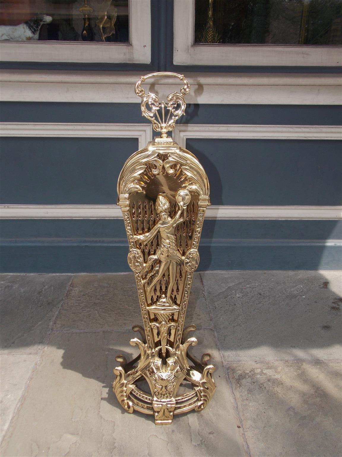 French Brass Figural Pierced Folding Fan Fire Place Screen, Circa 1820 4