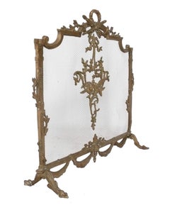 French Brass Fire Screen Louis XVI Style Nice Patina