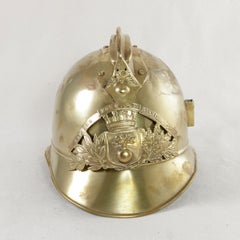 French Brass Fireman's Helmet with City Seal, circa 1900