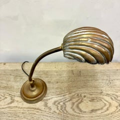 French Brass Flexi Stem Shell Lamp c1920