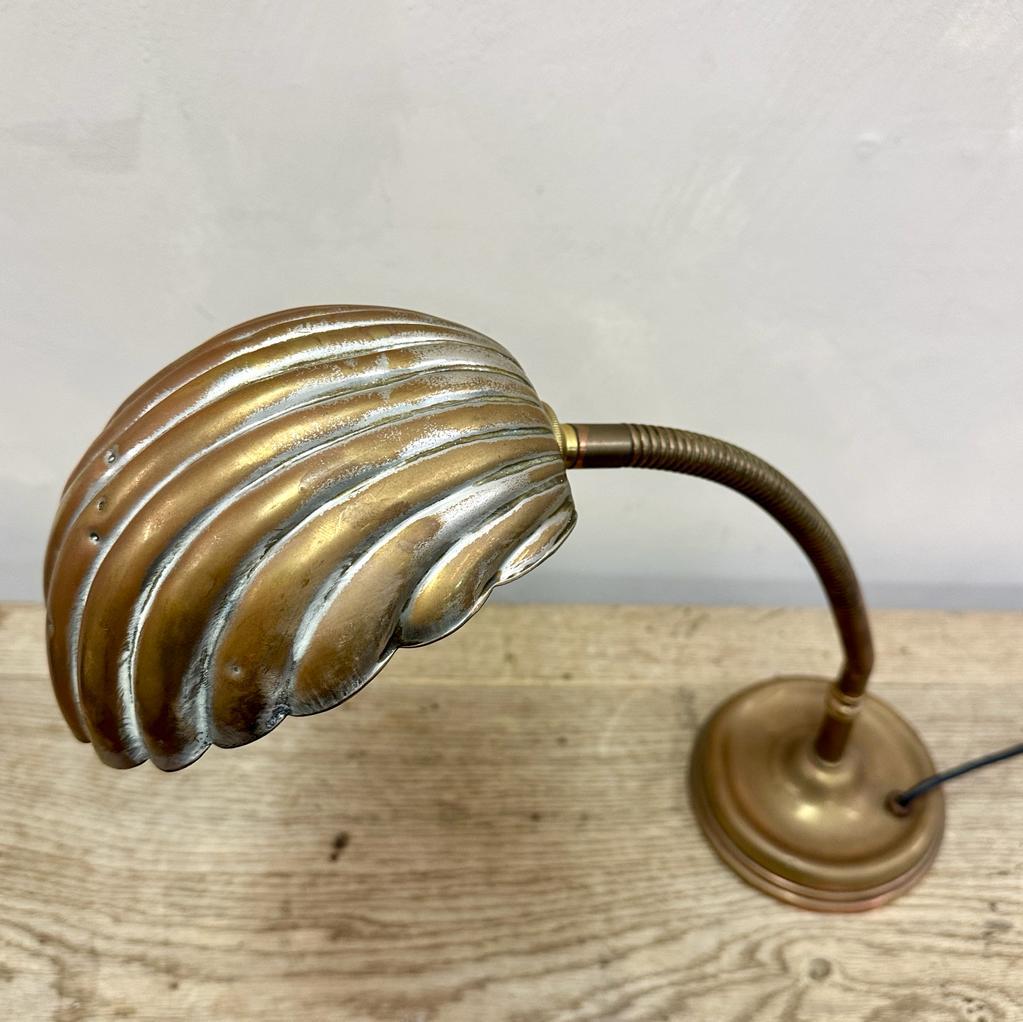 French Brass Flexi Stem Shell Lamp c1920 For Sale 1