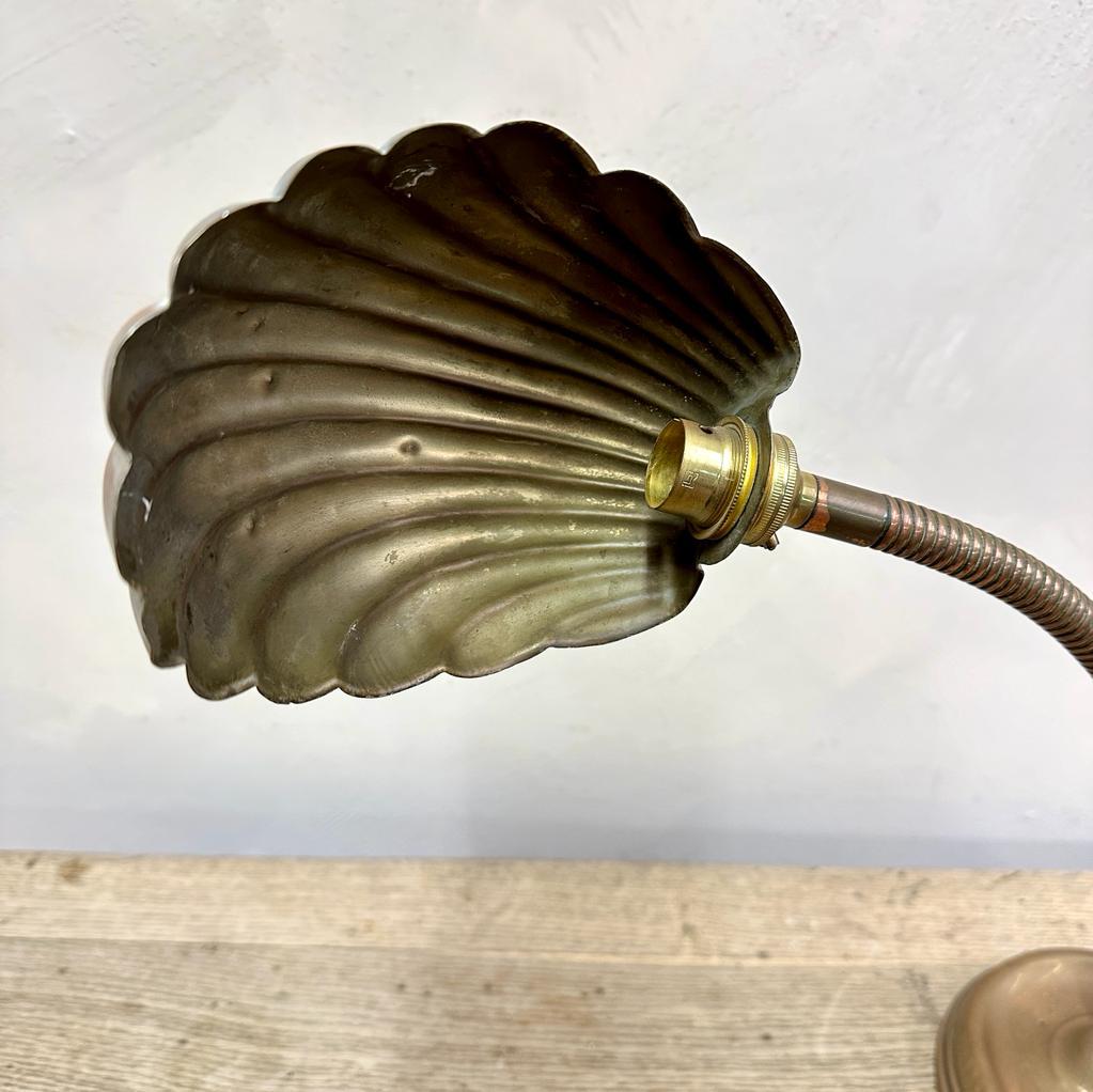 French Brass Flexi Stem Shell Lamp c1920 For Sale 2