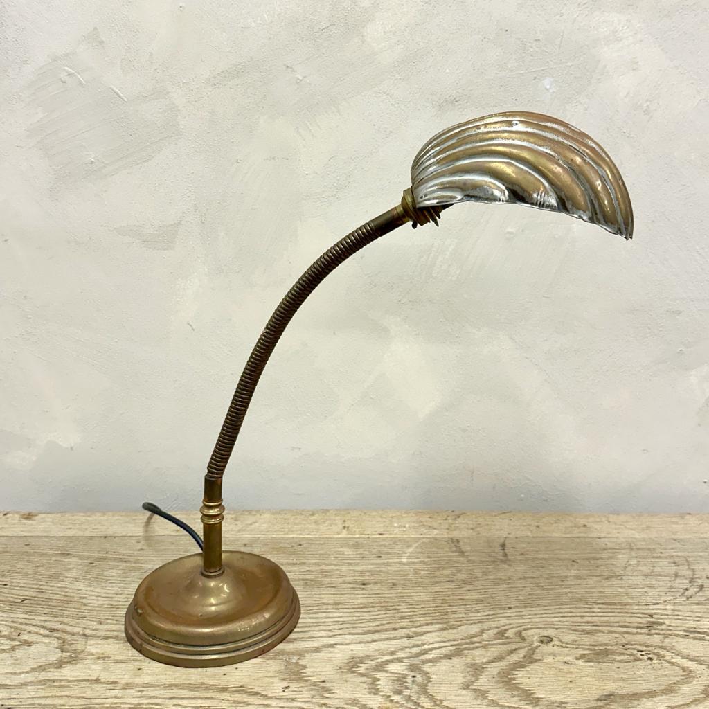 French Brass Flexi Stem Shell Lamp c1920 For Sale 3