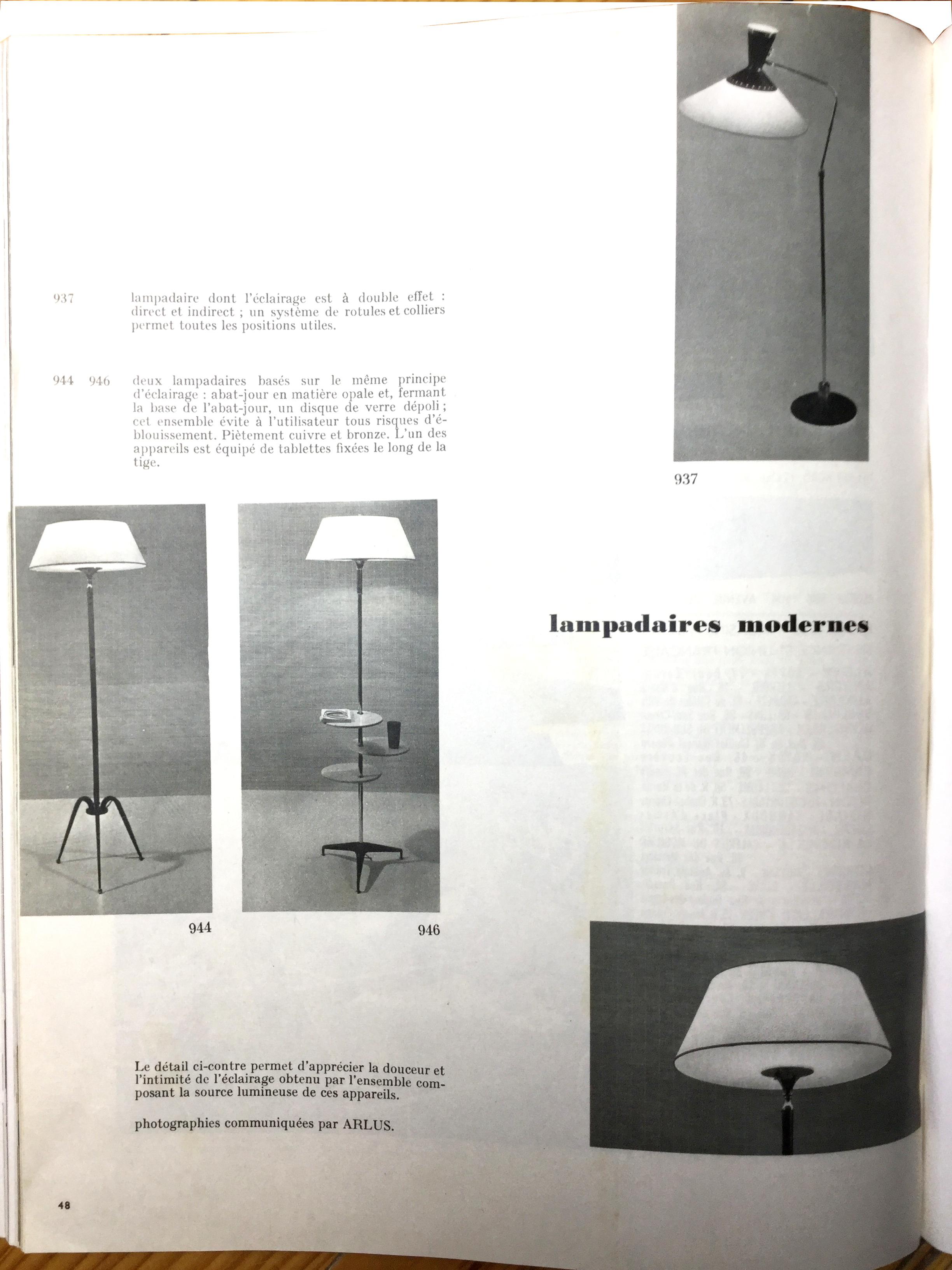 Lampadaire flexible et extensible en laiton français par Maison Arlus, années 1950 en vente 1