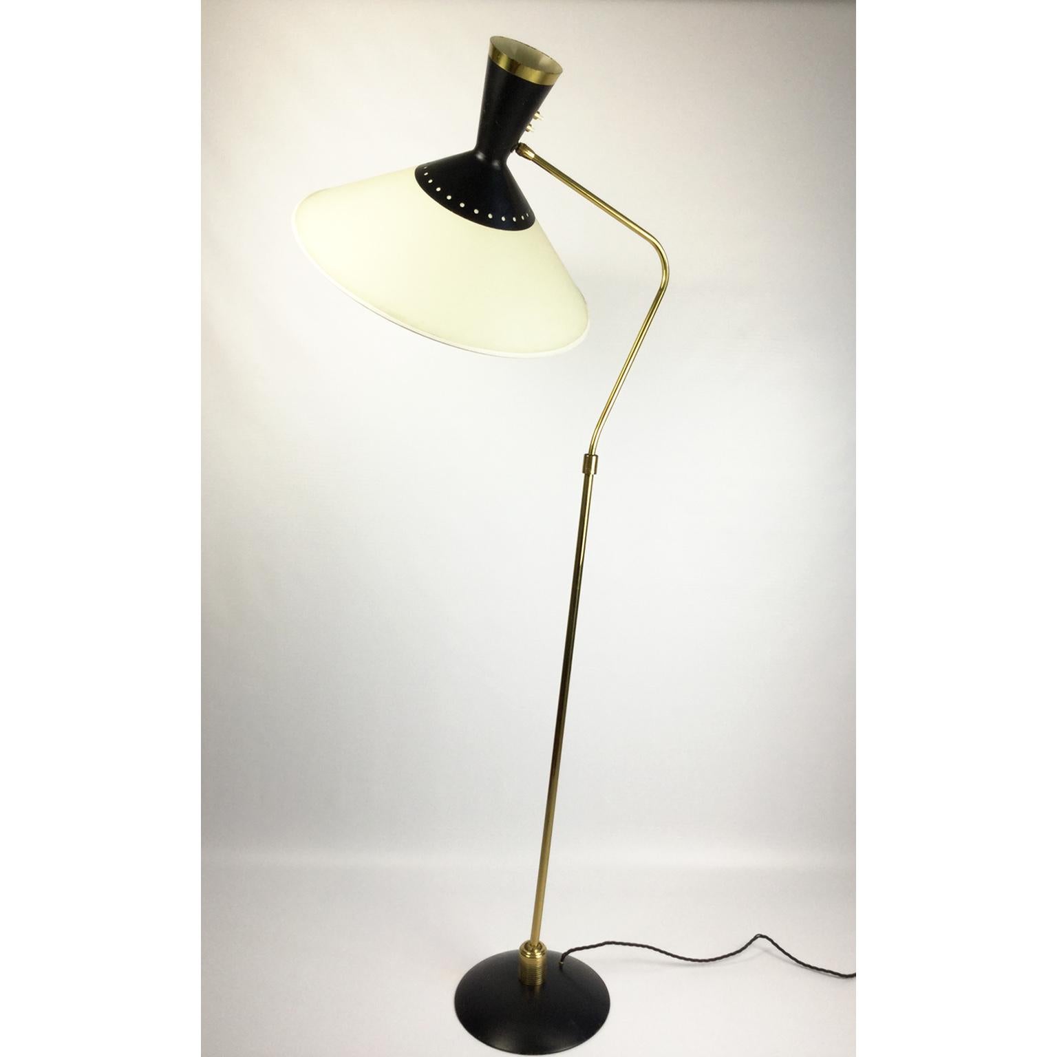 Metalwork French Brass Flexible and Extendable Floor Lamp by Maison Arlus, 1950s For Sale