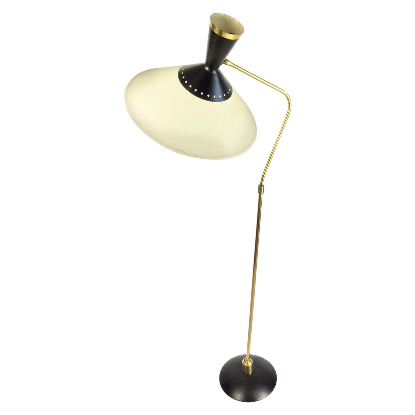 French Brass Flexible and Extendable Floor Lamp by Maison Arlus, 1950s