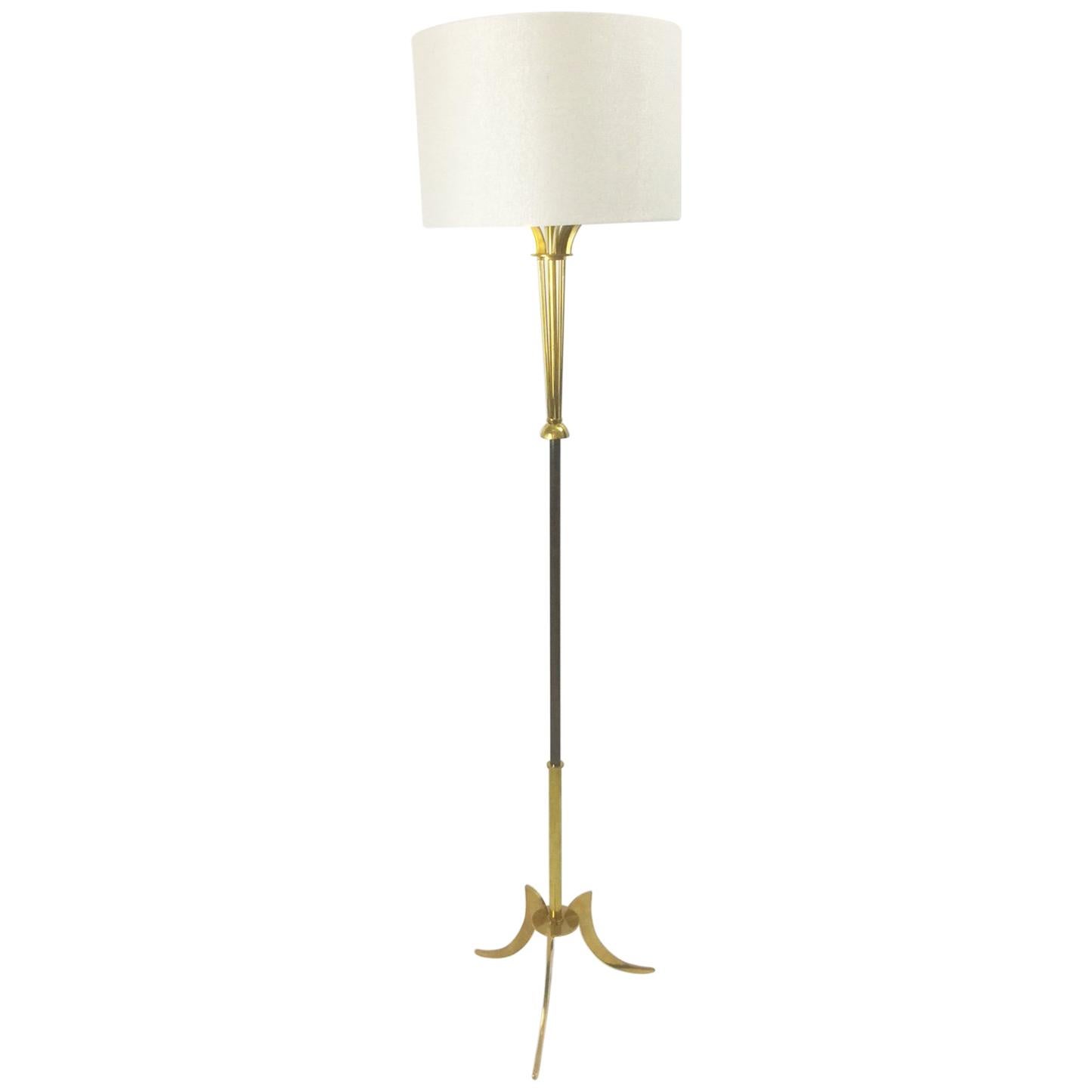 French Brass Floor Lamp Attributed to Maison Jansen, 1950s