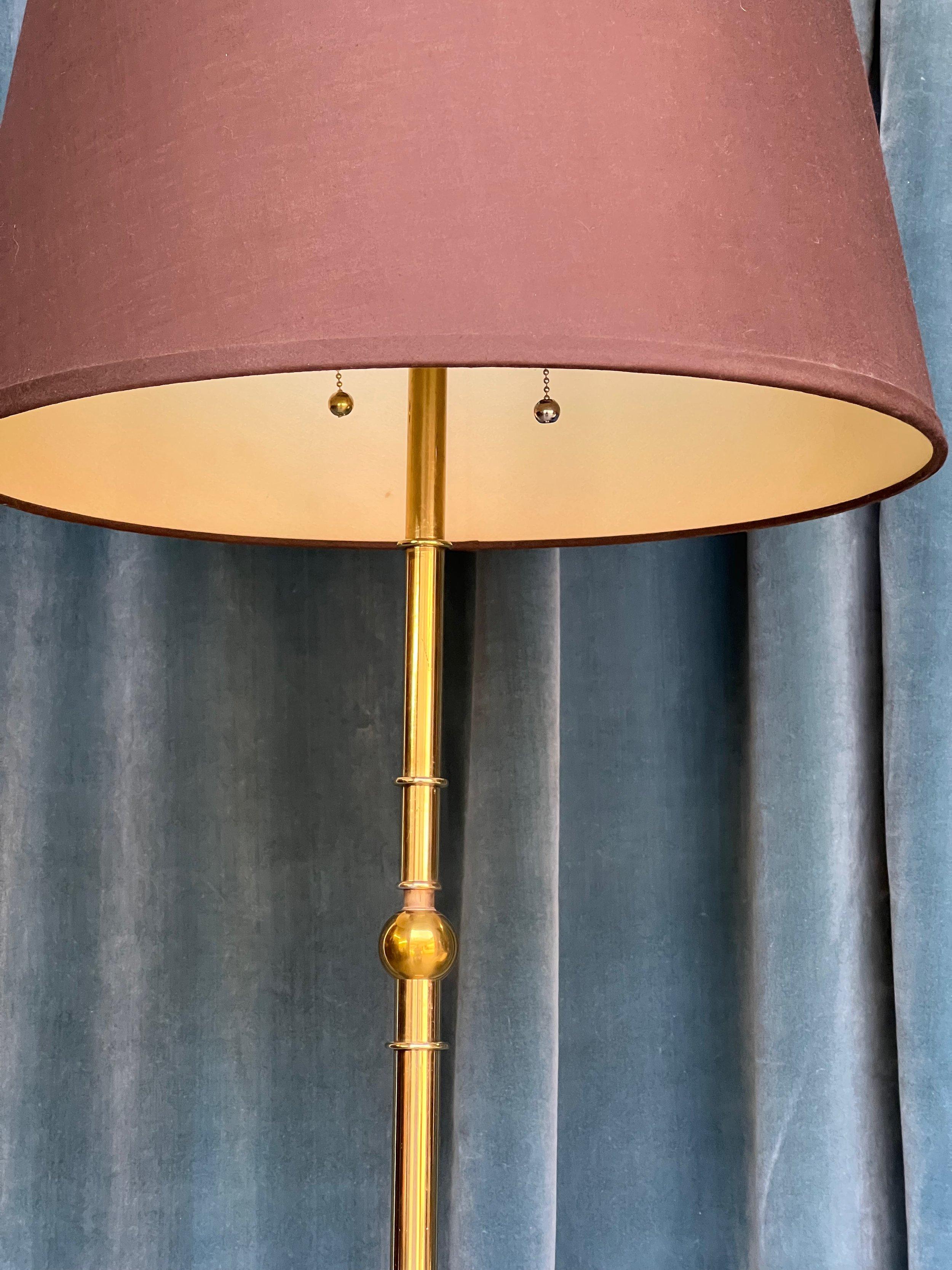 French Brass Floor Lamp with Hexagonal Base 5