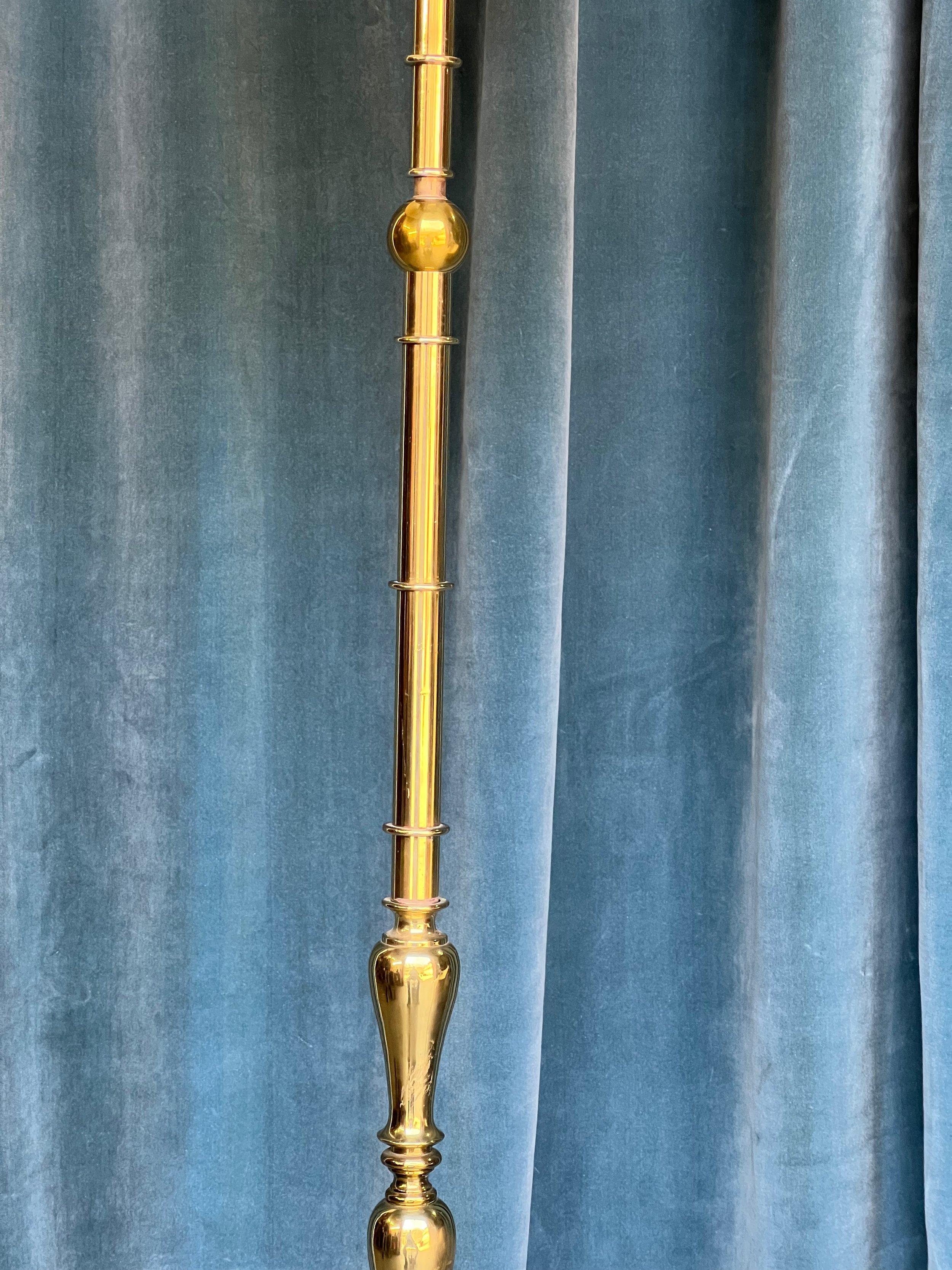French Brass Floor Lamp with Hexagonal Base 3