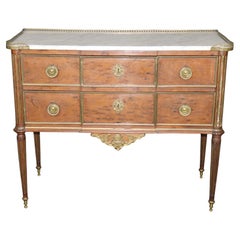 Französisch Messing kannelierte Bein Marmor oben zwei Schubladen Acajou Mahagoni Louis XVI Kommode