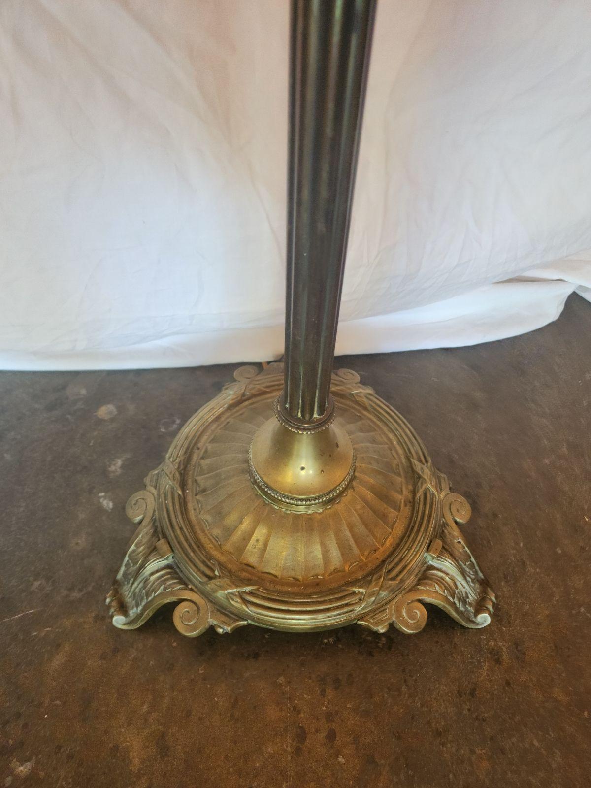 20th Century French Brass Four-Light Torchiere Floor Lamp For Sale