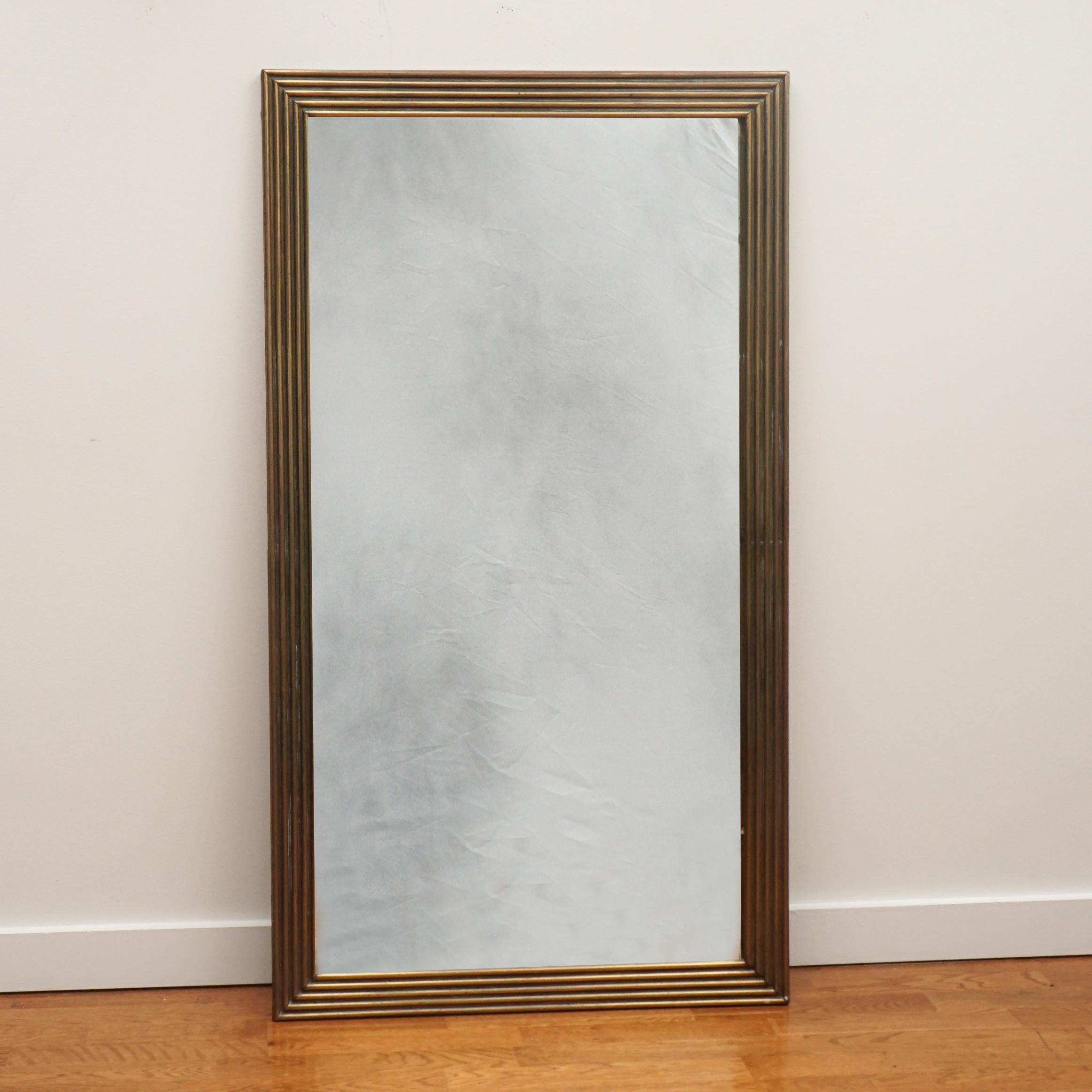 20th Century French Brass Framed Mirror For Sale