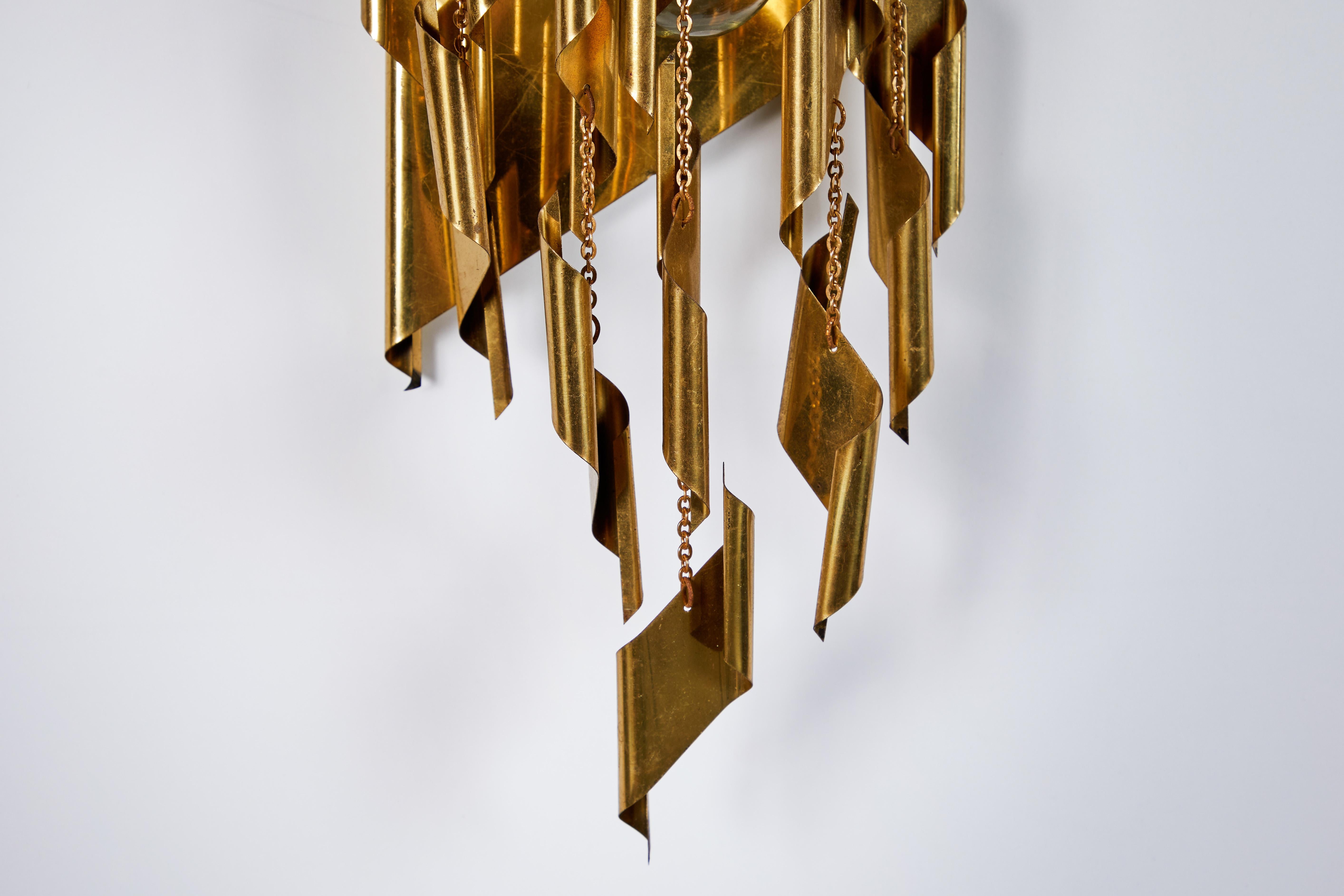 French Brass Fringed Sconce In Good Condition In Los Angeles, CA