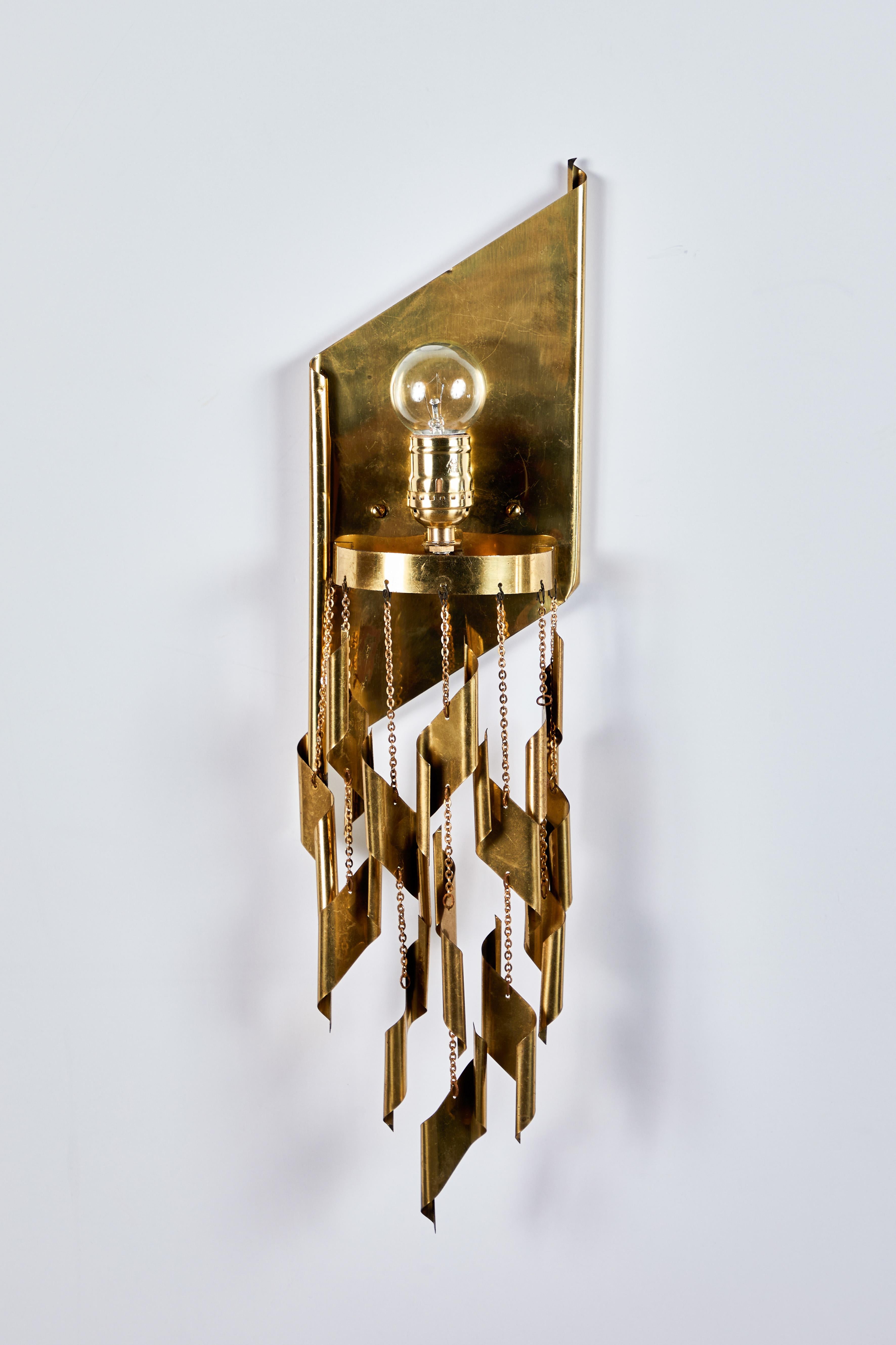 Late 20th Century French Brass Fringed Sconce
