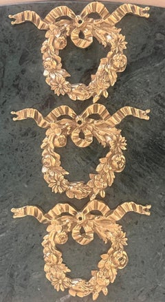 French Brass Furniture Pediments- Set of 3, 1920's