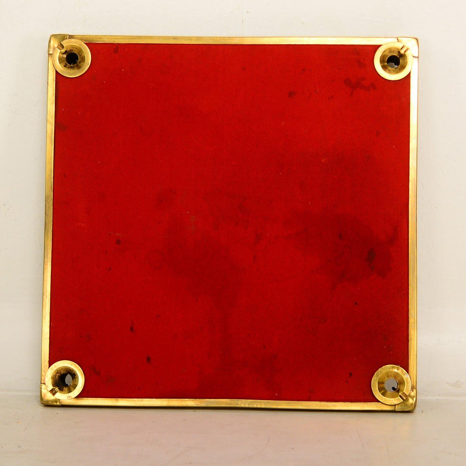 French Brass Game Table with Red Cloth, Art Deco In Good Condition In Chula Vista, CA