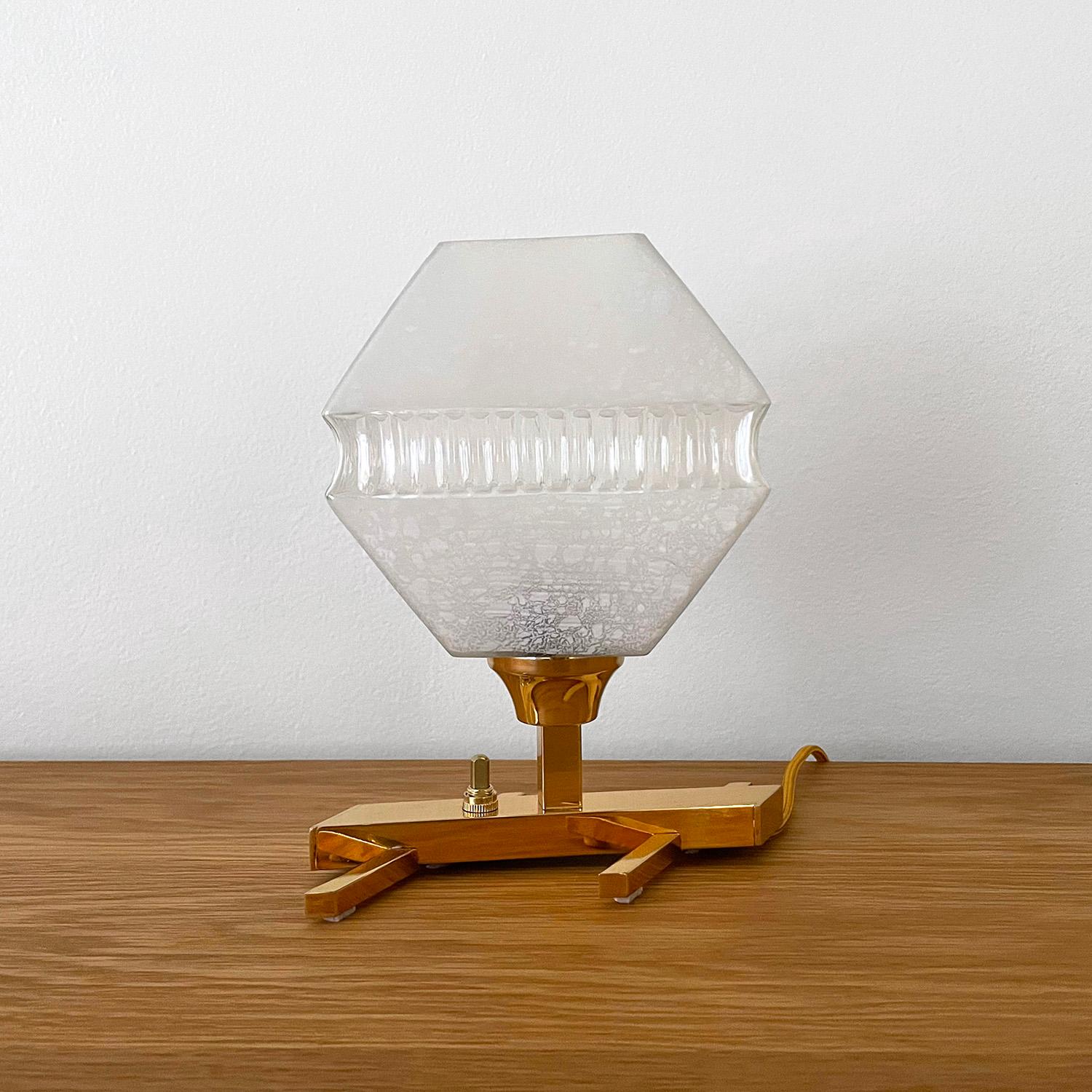 French Brass & Glass Accent Lamp In Good Condition For Sale In Los Angeles, CA