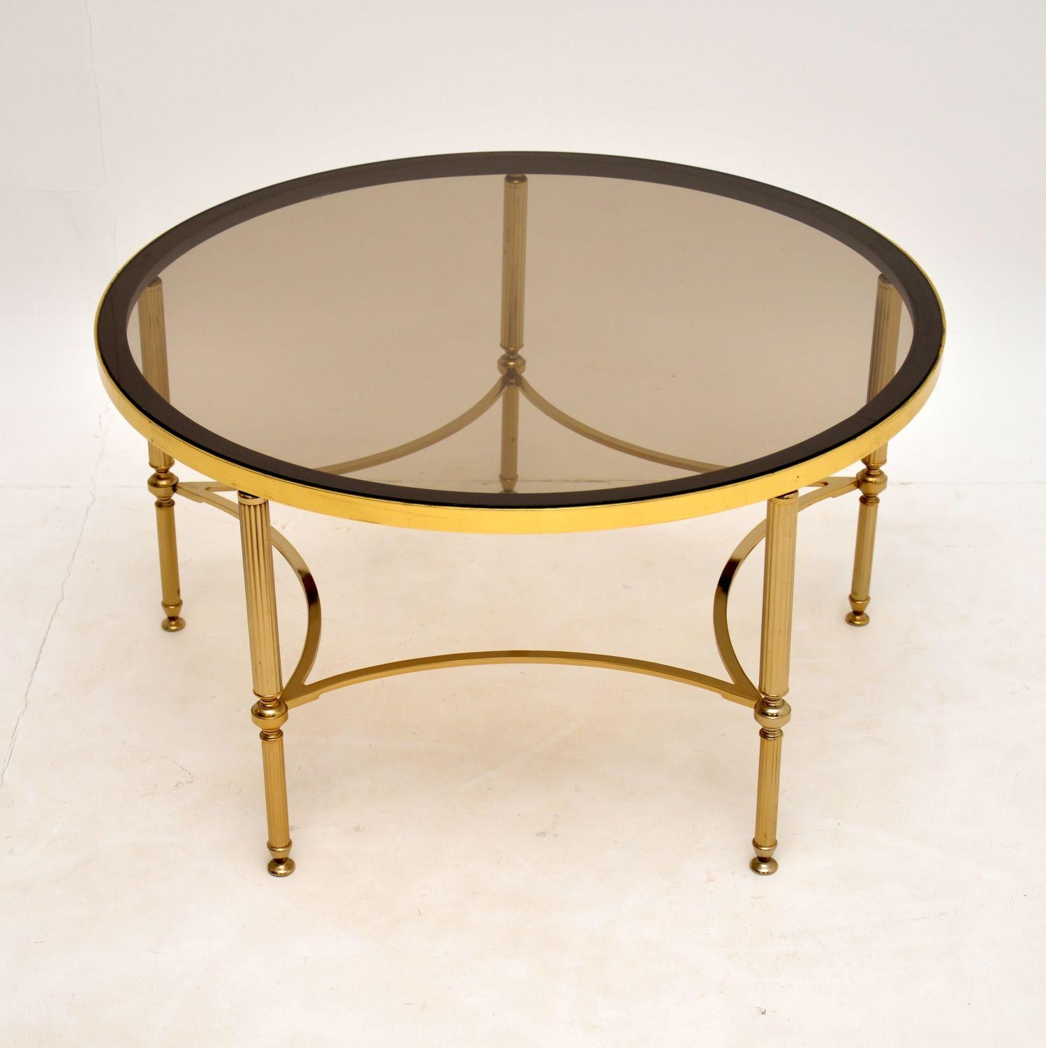 A stunning vintage brass coffee table in solid brass. This was made in France, it dates from the 1960-70’s.

The condition is excellent for its age, the brass has been regularly cleaned over the years, and retains a beautiful shine and colour. The