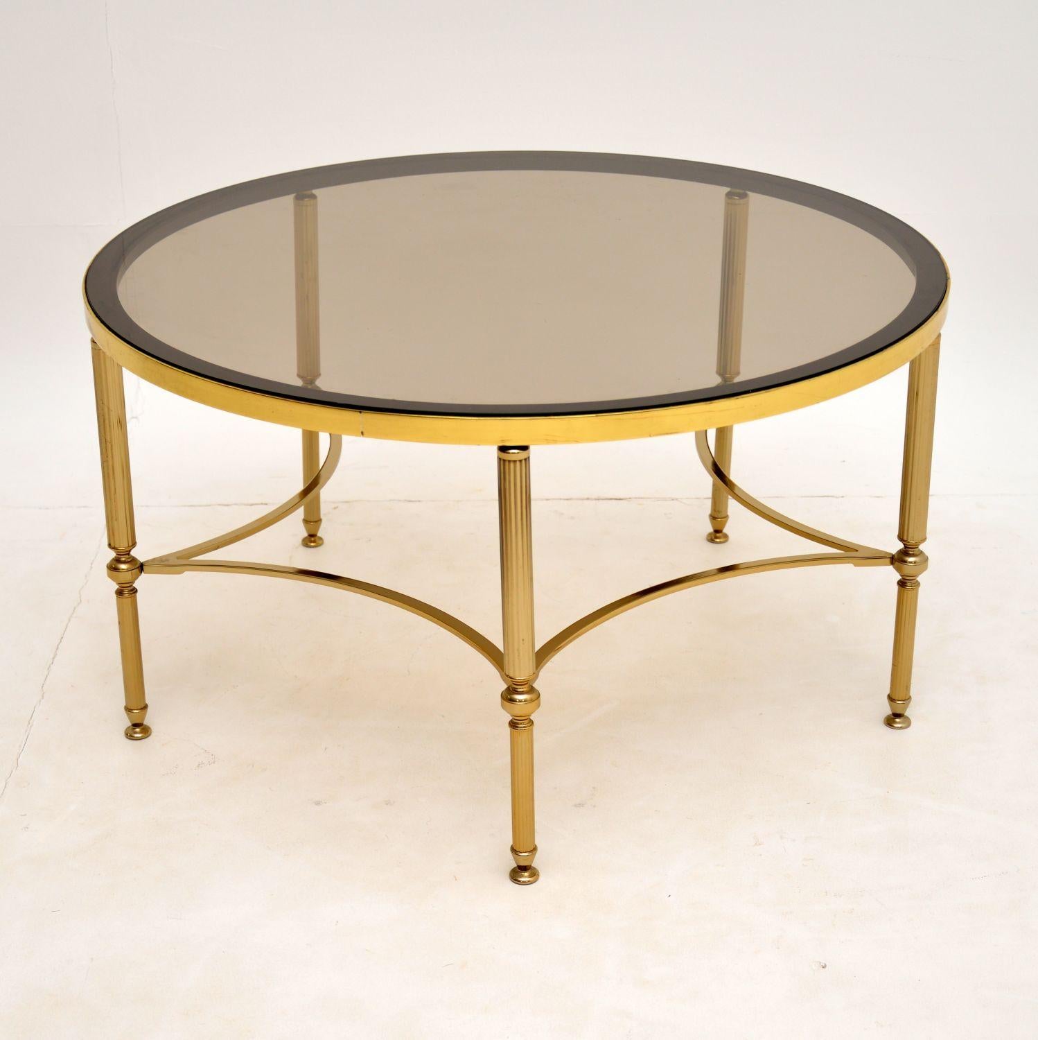 Mid-Century Modern French Brass & Glass Coffee Table Vintage, 1960’s