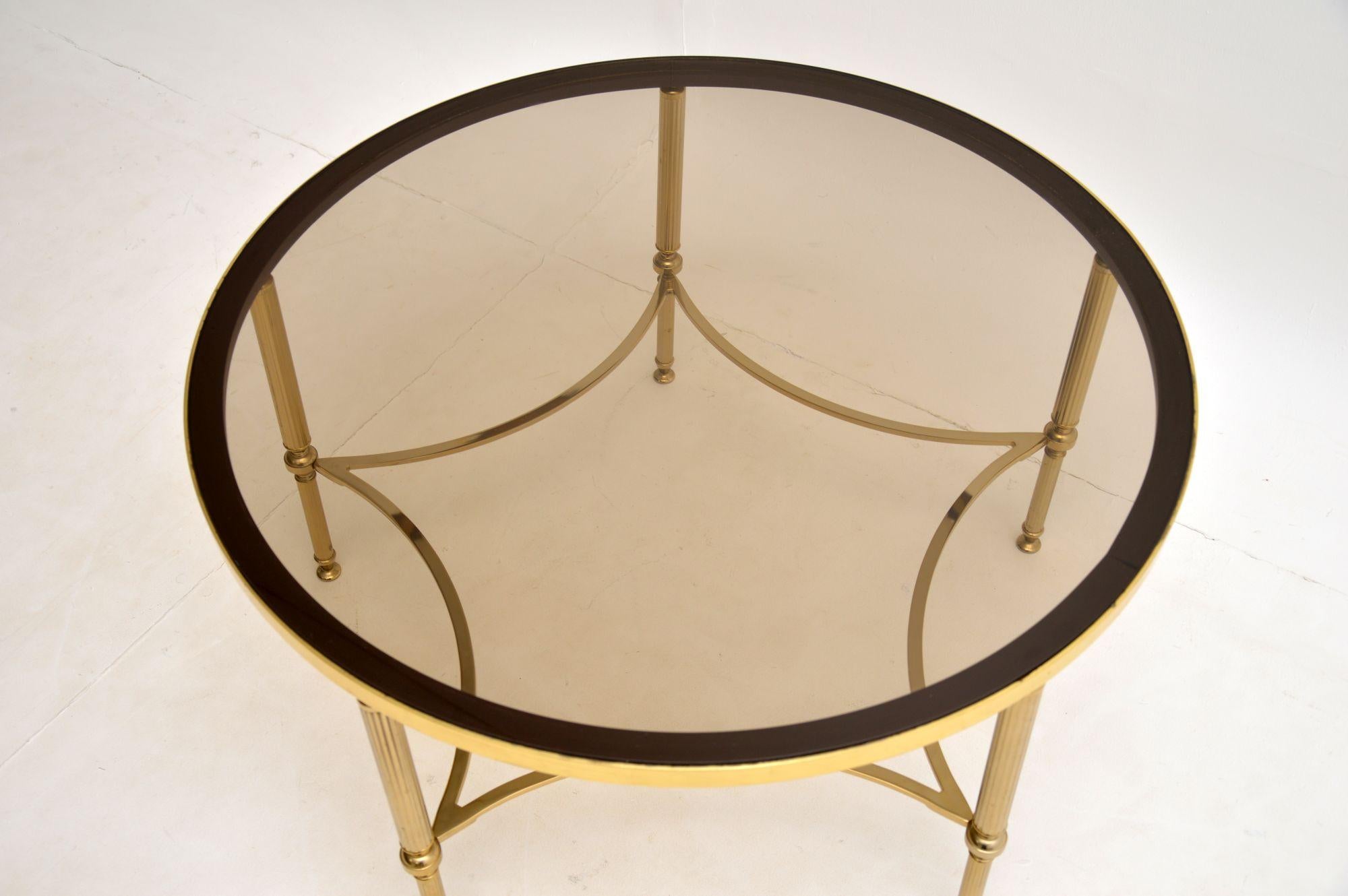 French Brass & Glass Coffee Table Vintage, 1960’s 1
