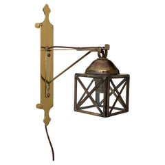 French Brass & Glass Lantern Sconce (rewired for US with plug in option)
