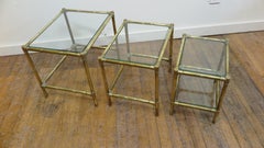 French Brass and Glass Nesting Tables