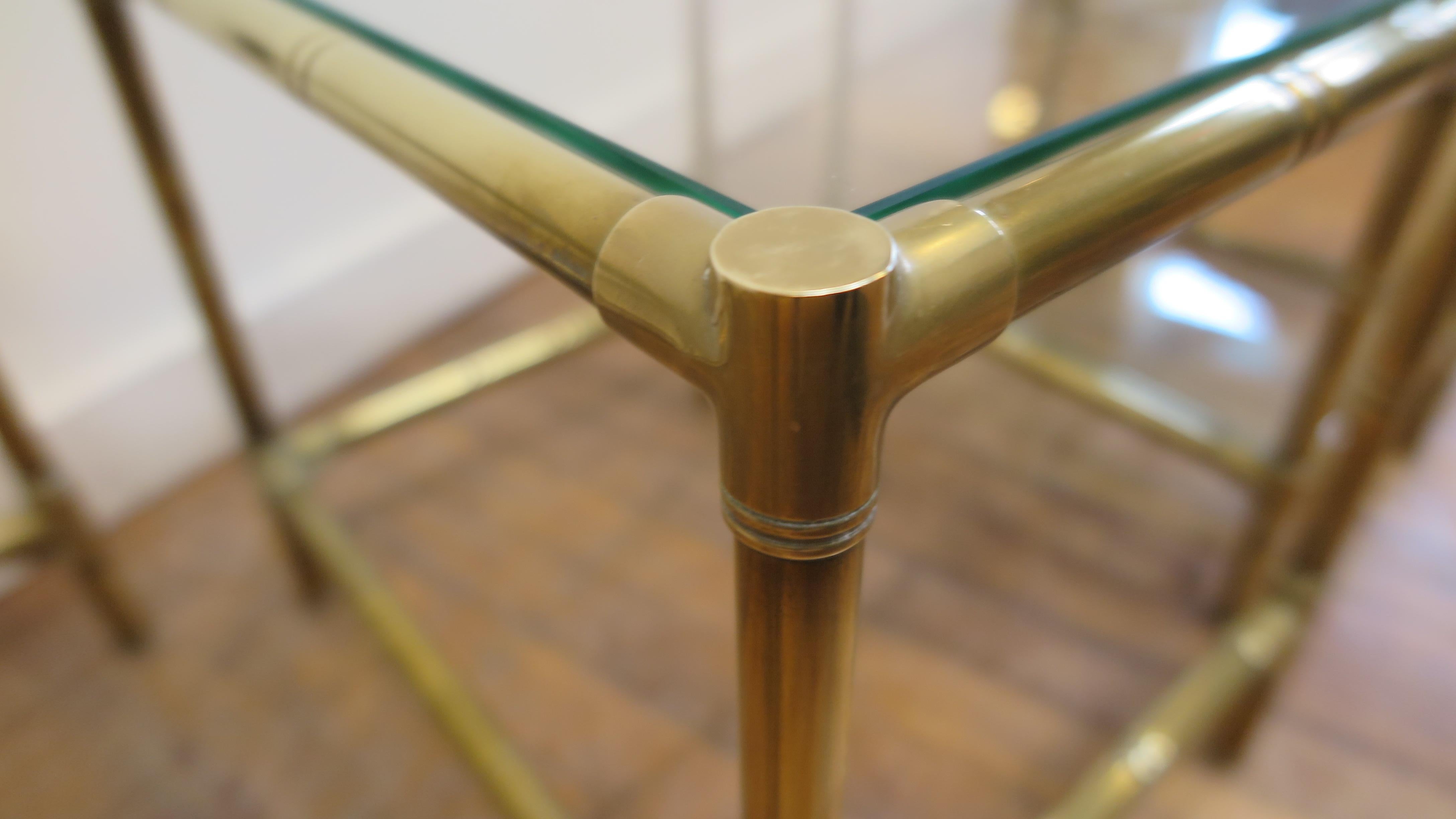 French Brass and Glass Nesting Tables For Sale 2