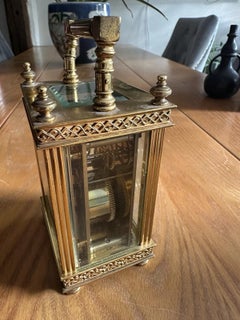 French Brass Gorge Cased Carriage Clock with Bevelled Glass Panels, Late 19th C