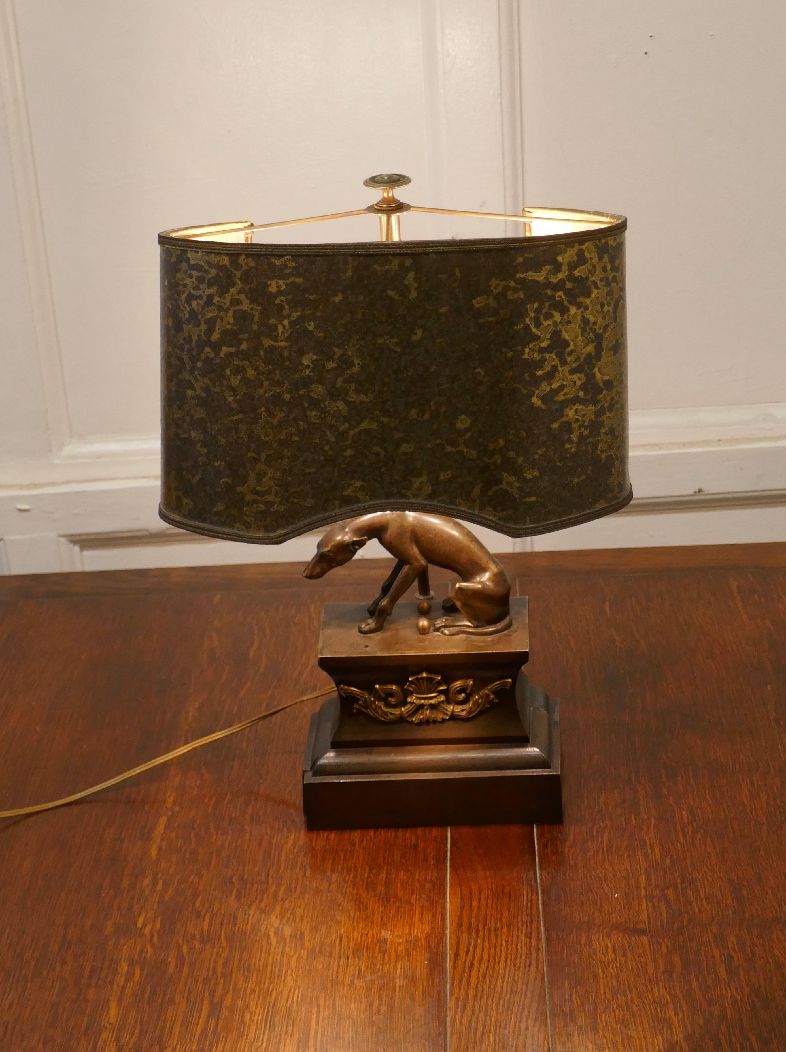 Greyhound-Statue-Lampe aus Messing im Zustand „Gut“ im Angebot in Chillerton, Isle of Wight